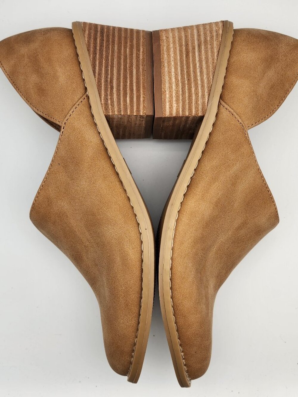 “Eddie” Tan Suede D'Orsay Ankle Booties | Women's 9 - Picture 7 of 17